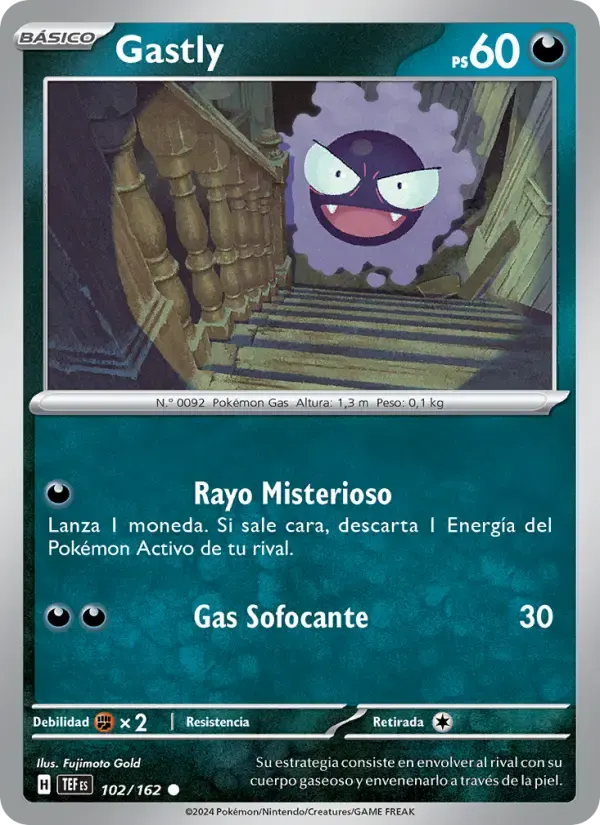 Gastly — Fuerzas Temporales 102 Spanish Pokémon card