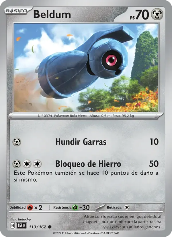 Beldum — Fuerzas Temporales 113 Spanish Pokémon card