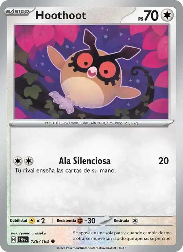 Hoothoot — Fuerzas Temporales 126 Spanish Pokémon card
