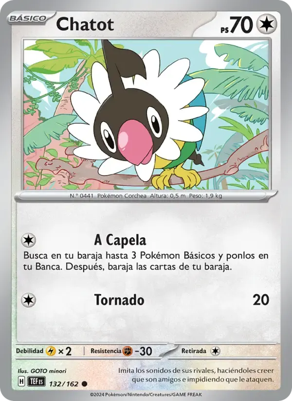 Chatot — Fuerzas Temporales 132 Spanish Pokémon card