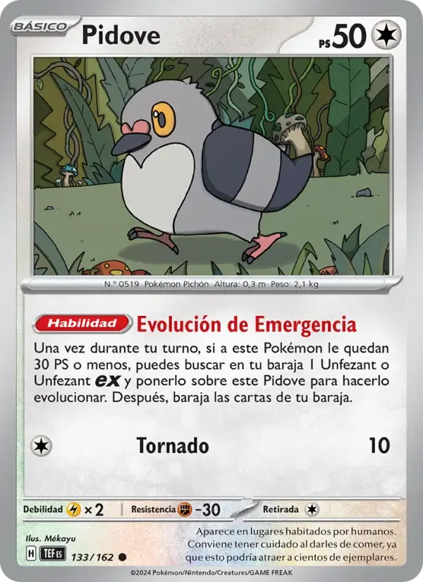 Pidove — Fuerzas Temporales 133 Spanish Pokémon card