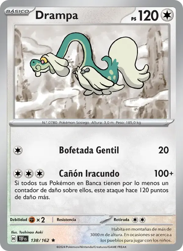 Drampa — Fuerzas Temporales 138 Spanish Pokémon card