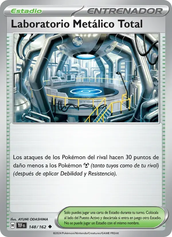 Laboratorio Metálico Total — Fuerzas Temporales 148 Spanish Pokémon card