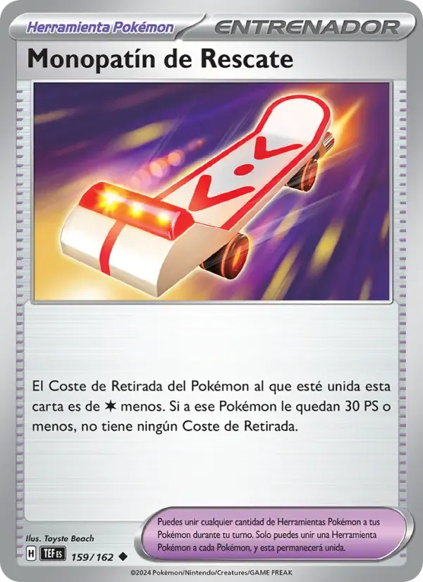 Monopatín de Rescate — Fuerzas Temporales 159 Spanish Pokémon card