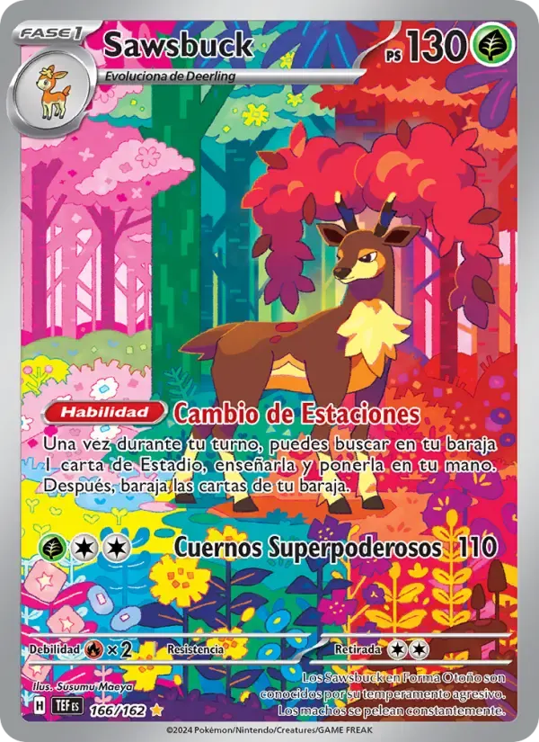 Sawsbuck — Fuerzas Temporales 166 Spanish Pokémon card