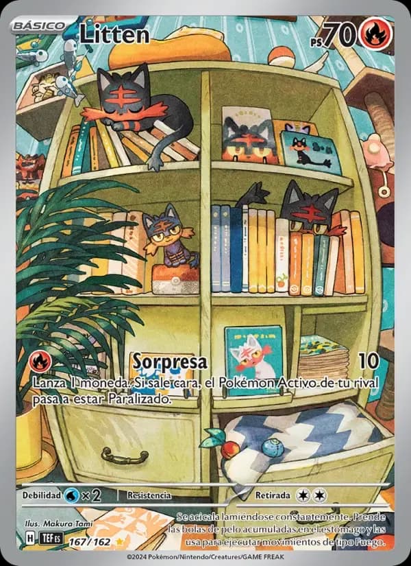 Litten — Fuerzas Temporales 167 Spanish Pokémon card