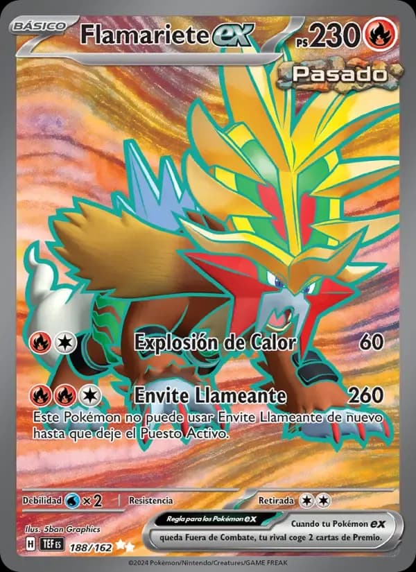 Flamariete ex — Fuerzas Temporales 188 Spanish Pokémon card