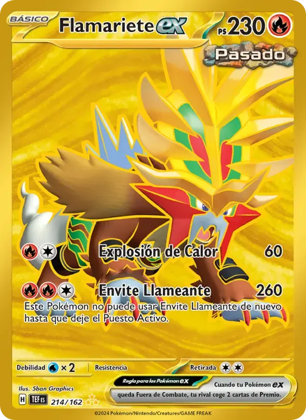 Flamariete ex — Fuerzas Temporales 214 Spanish Pokémon card
