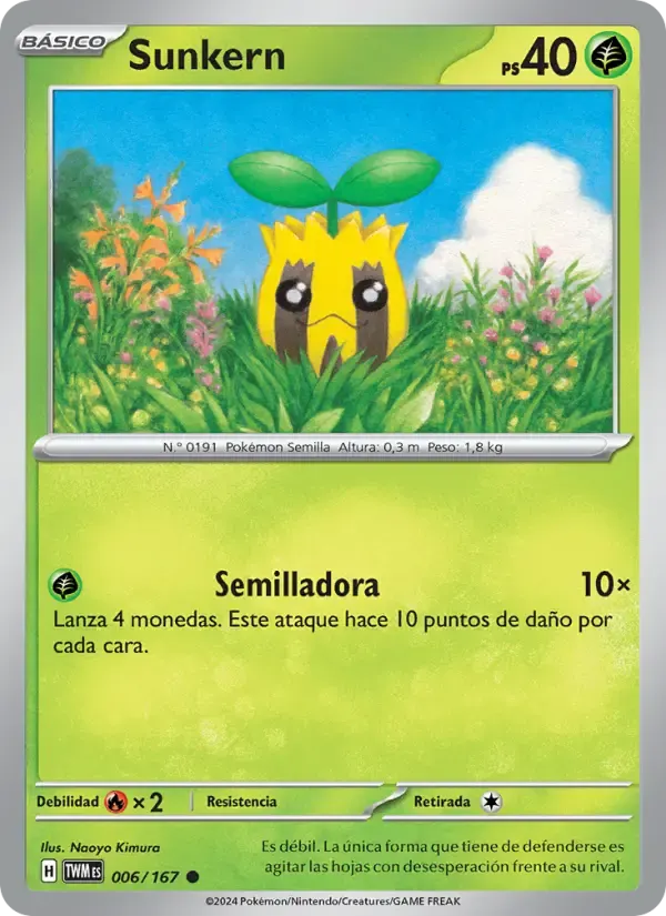 Sunkern — Mascarada Crepuscular 6 Spanish Pokémon card