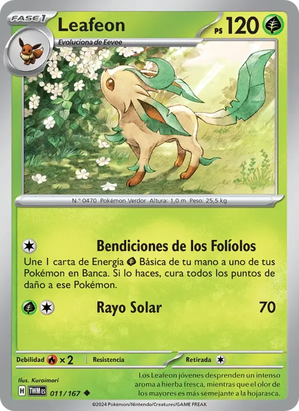 Leafeon — Mascarada Crepuscular 11 Spanish Pokémon card