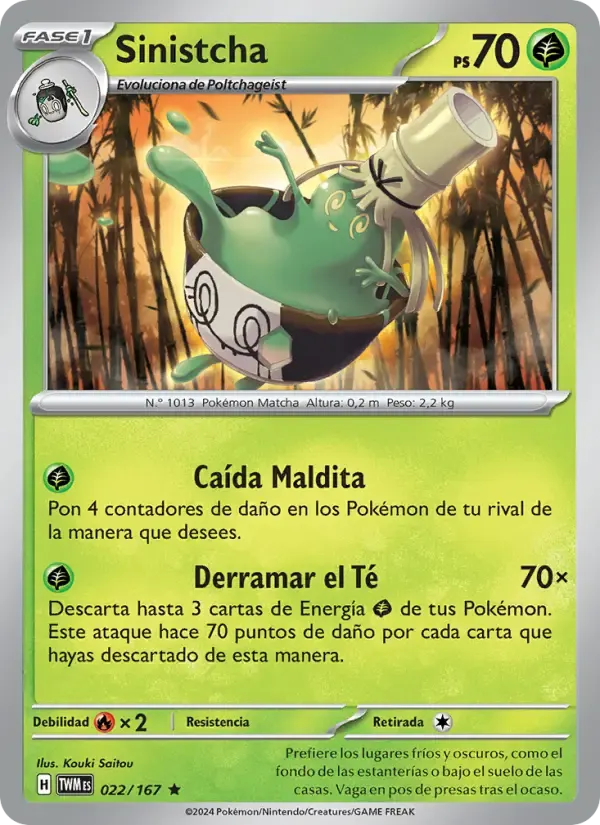 Sinistcha — Mascarada Crepuscular 22 Spanish Pokémon card