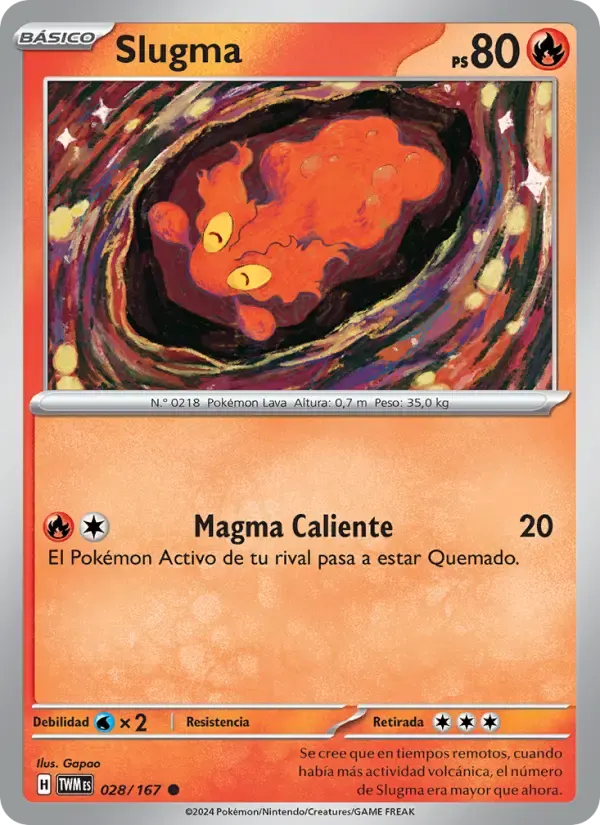 Slugma — Mascarada Crepuscular 28 Spanish Pokémon card