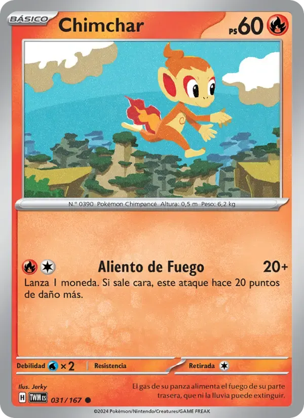 Chimchar — Mascarada Crepuscular 31 Spanish Pokémon card