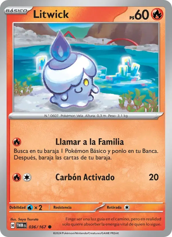 Litwick — Mascarada Crepuscular 36 Spanish Pokémon card