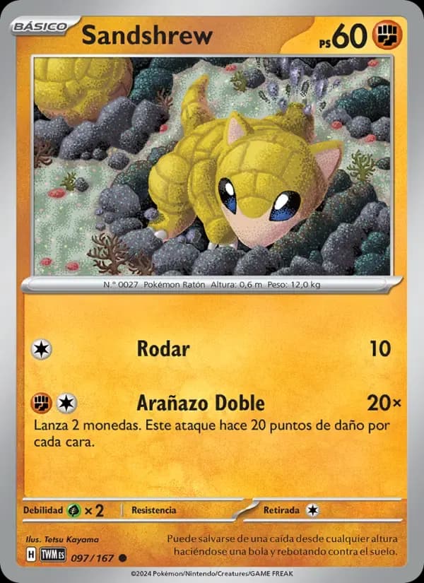 Sandshrew — Mascarada Crepuscular 97 Spanish Pokémon card