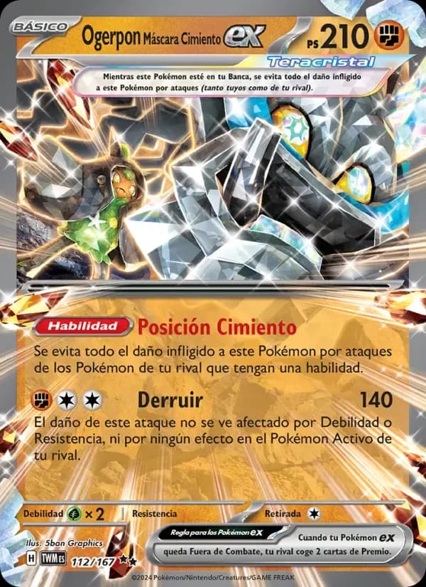 Ogerpon Máscara Cimiento ex — Mascarada Crepuscular 112 Spanish Pokémon card