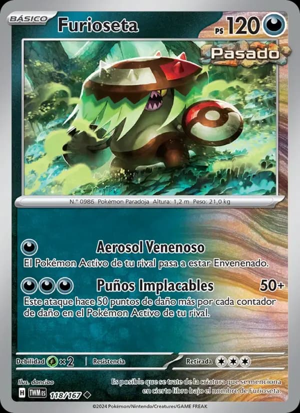 Furioseta — Mascarada Crepuscular 118 Spanish Pokémon card