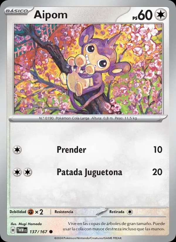 Aipom — Mascarada Crepuscular 137 Spanish Pokémon card