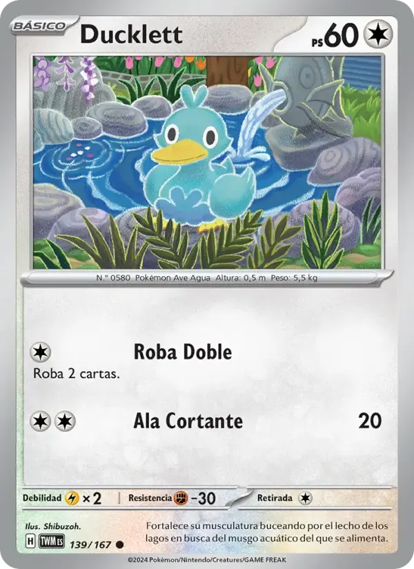 Ducklett — Mascarada Crepuscular 139 Spanish Pokémon card
