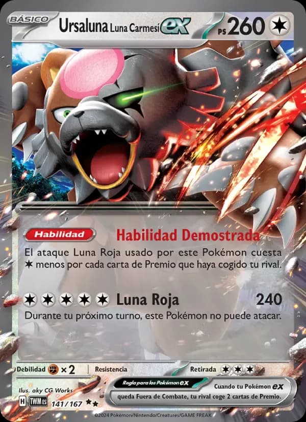 Ursaluna Luna Carmesí ex — Mascarada Crepuscular 141 Spanish Pokémon card