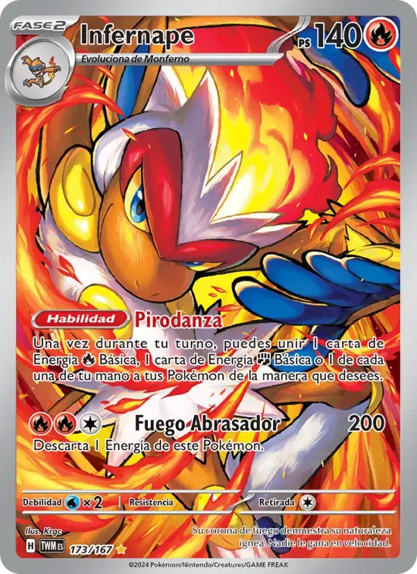 Infernape — Mascarada Crepuscular 173 Spanish Pokémon card