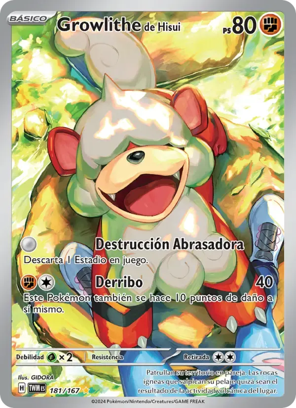 Growlithe de Hisui — Mascarada Crepuscular 181 Spanish Pokémon card