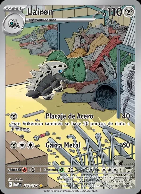 Lairon — Mascarada Crepuscular 184 Spanish Pokémon card