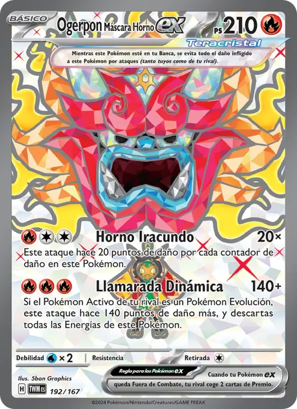 Ogerpon Máscara Horno ex — Mascarada Crepuscular 192 Spanish Pokémon card