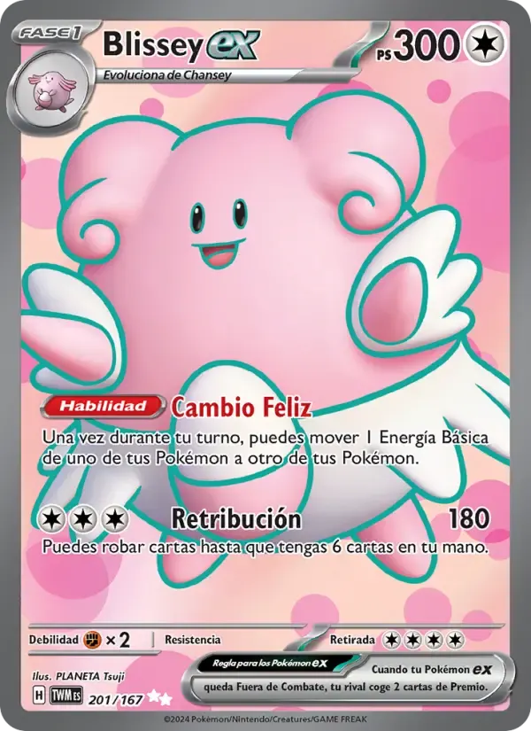Blissey ex — Mascarada Crepuscular 201 Spanish Pokémon card