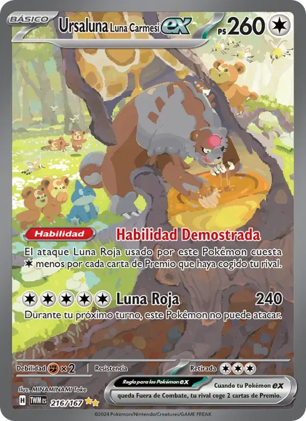 Ursaluna Luna Carmesí ex — Mascarada Crepuscular 216 Spanish Pokémon card