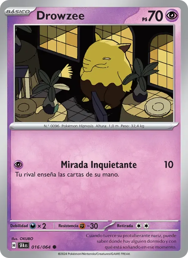 Drowzee — Fabula Sombría 16 Spanish Pokémon card