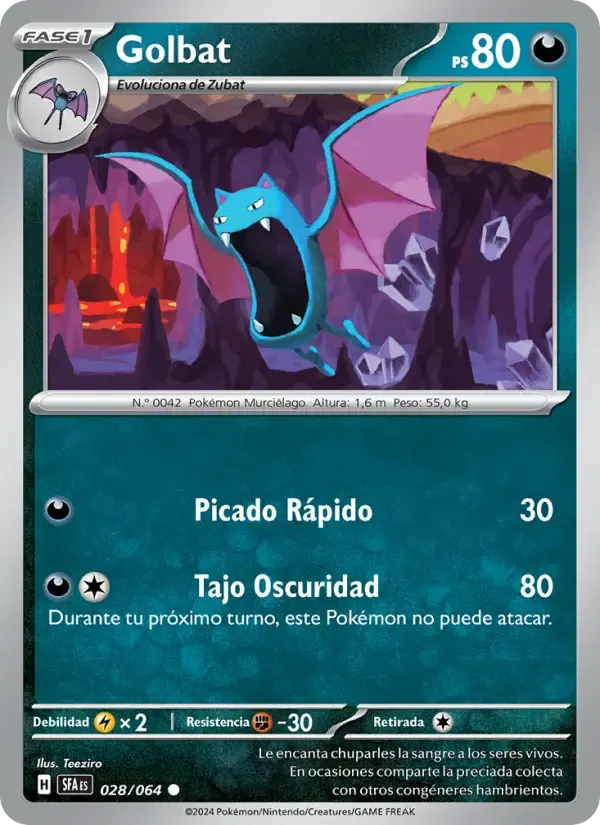 Golbat — Fabula Sombría 28 Spanish Pokémon card