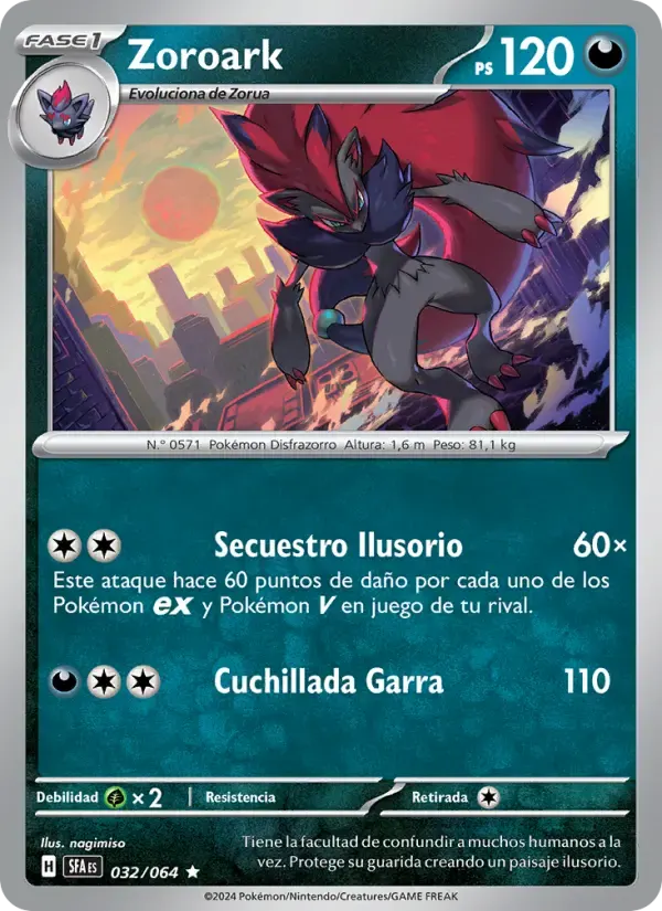Zoroark — Fabula Sombría 32 Spanish Pokémon card