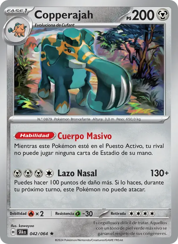 Copperajah — Fabula Sombría 42 Spanish Pokémon card