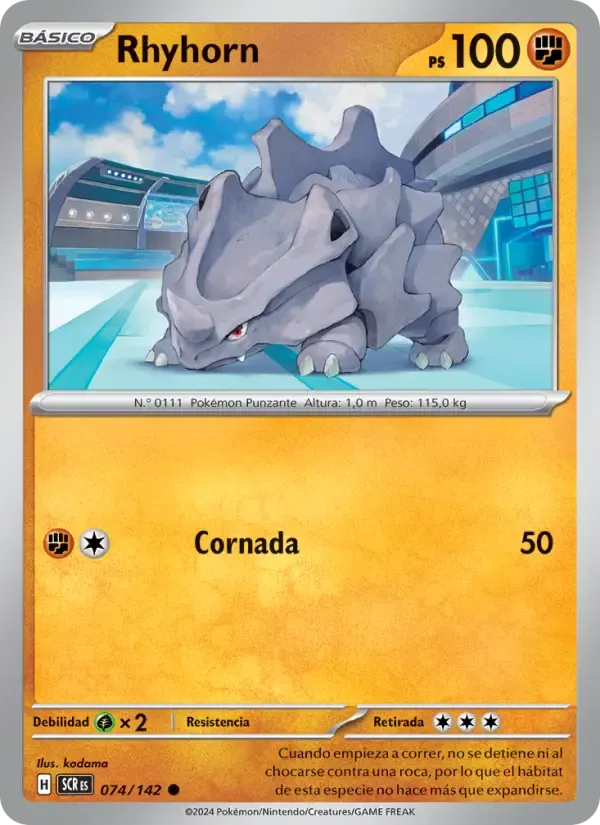Rhyhorn — Corona Astral 74 Spanish Pokémon card