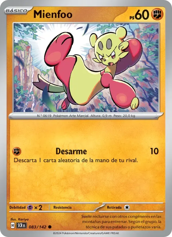 Mienfoo — Corona Astral 83 Spanish Pokémon card