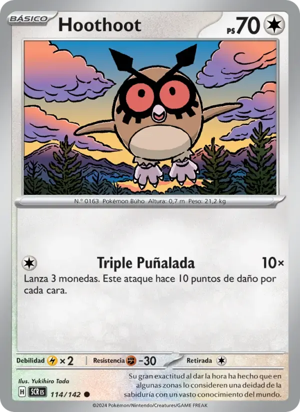 Hoothoot — Corona Astral 114 Spanish Pokémon card