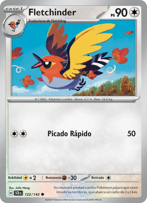 Fletchinder — Corona Astral 122 Spanish Pokémon card