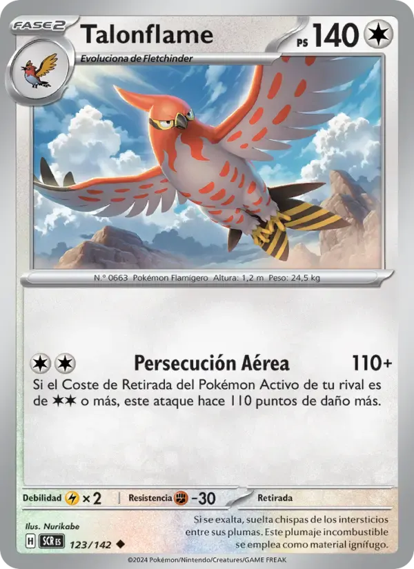Talonflame — Corona Astral 123 Spanish Pokémon card
