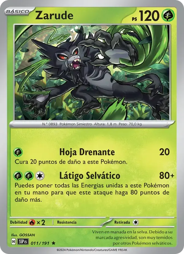 Zarude — Chispas Fulgurantes 11 Spanish Pokémon card