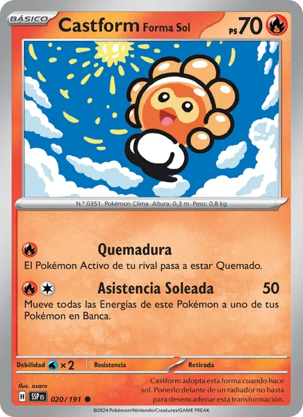 Castform Forma Sol — Chispas Fulgurantes 20 Spanish Pokémon card