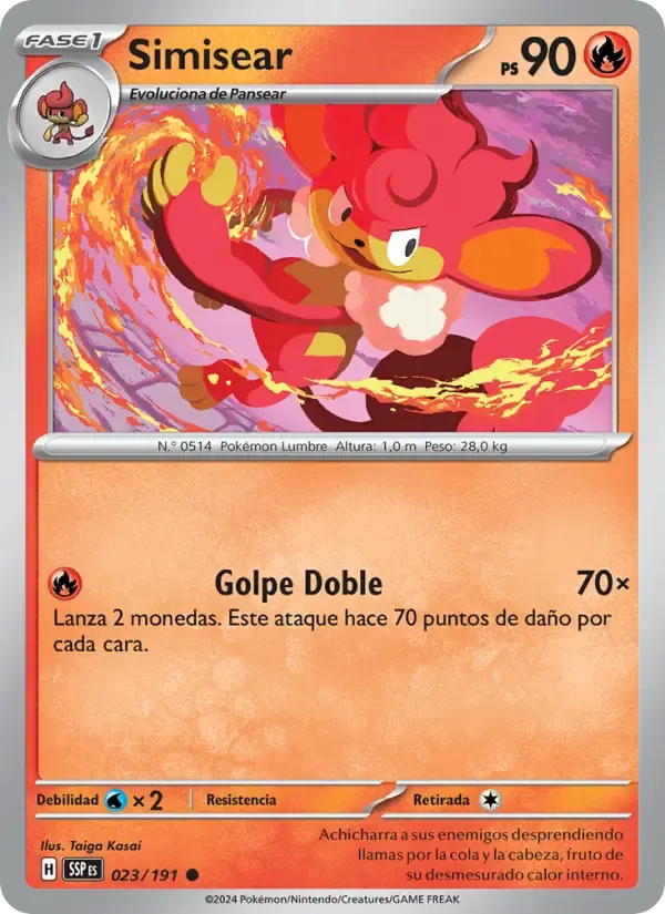 Simisear — Chispas Fulgurantes 23 Spanish Pokémon card