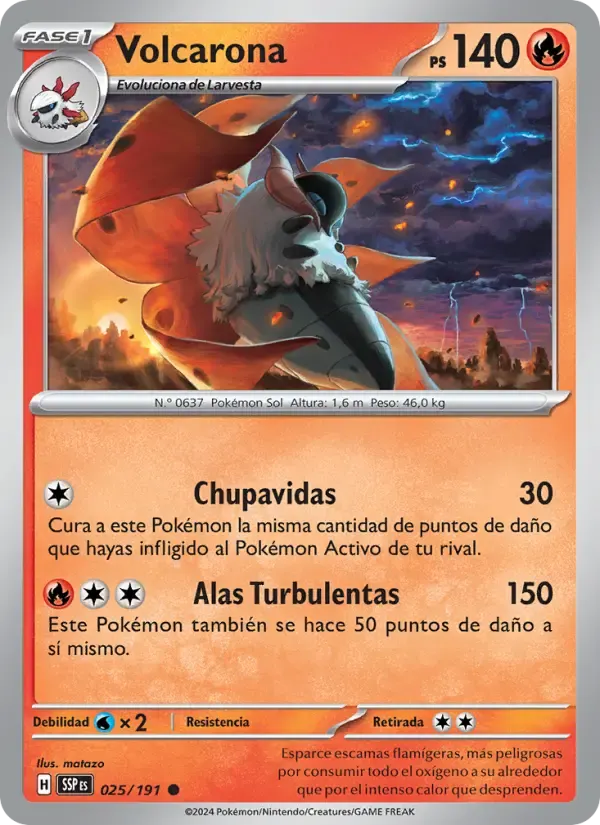 Volcarona — Chispas Fulgurantes 25 Spanish Pokémon card