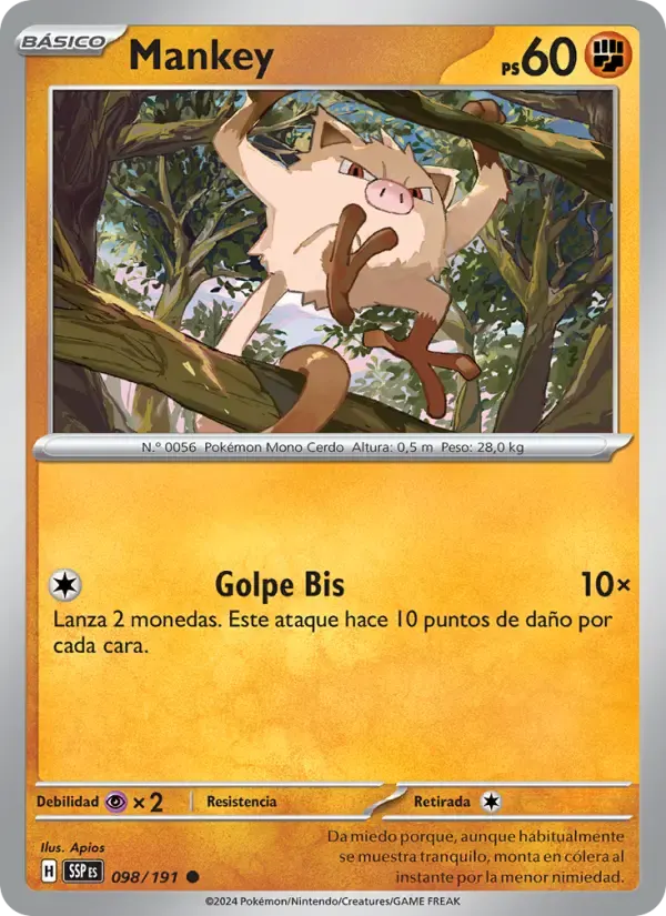 Mankey — Chispas Fulgurantes 98 Spanish Pokémon card