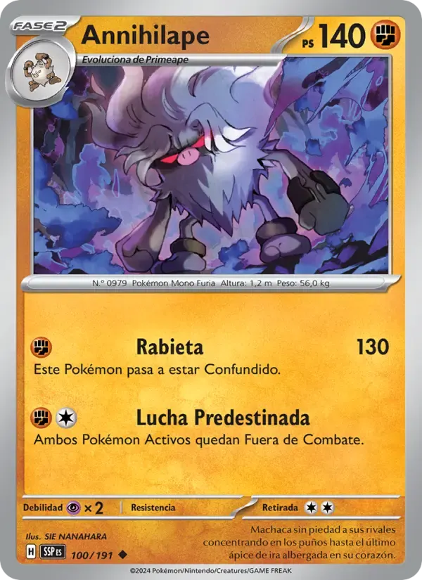 Annihilape — Chispas Fulgurantes 100 Spanish Pokémon card