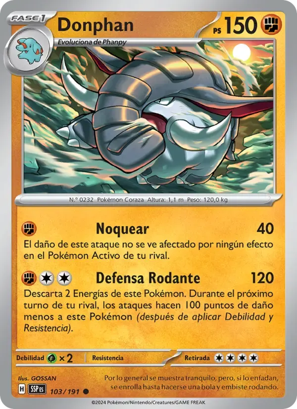 Donphan — Chispas Fulgurantes 103 Spanish Pokémon card