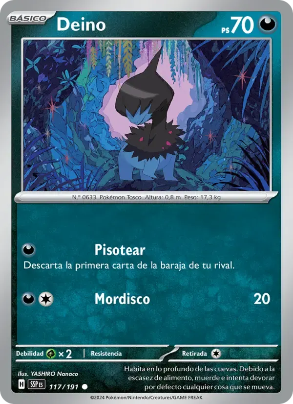 Deino — Chispas Fulgurantes 117 Spanish Pokémon card