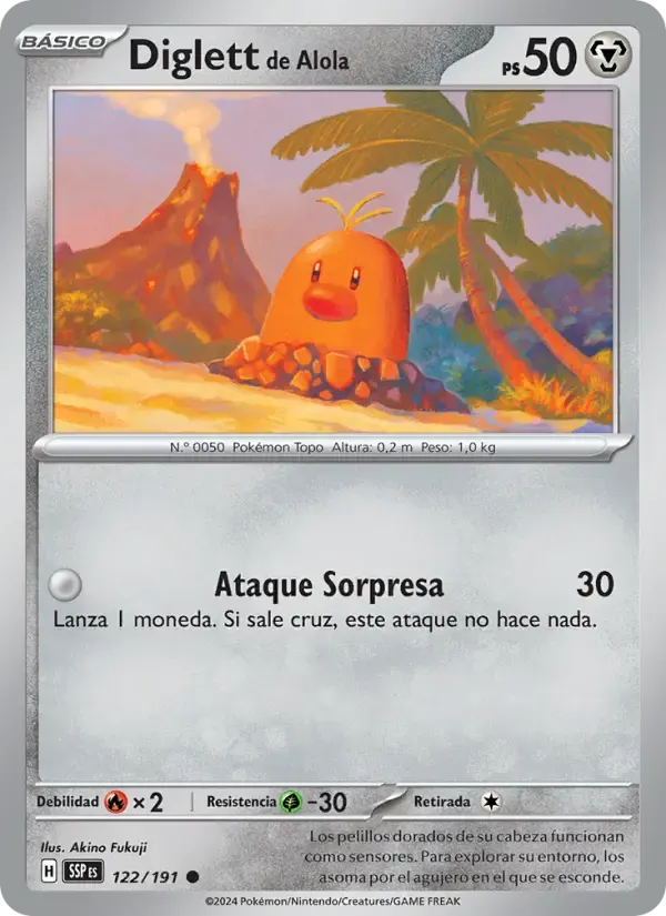 Diglett de Alola — Chispas Fulgurantes 122 Spanish Pokémon card