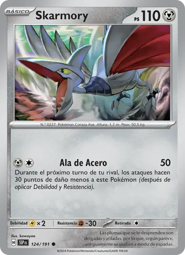 Skarmory — Chispas Fulgurantes 124 Spanish Pokémon card