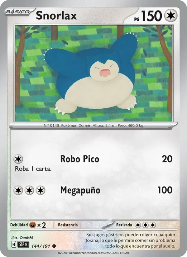 Snorlax — Chispas Fulgurantes 144 Spanish Pokémon card